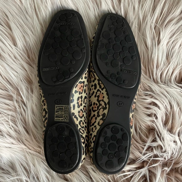 Jimmy Choo Gold Shimmer Leopard Flats - Picture 7 of 7